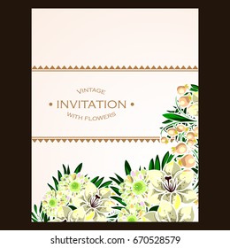 Romantic invitation. Wedding, marriage, bridal, birthday, Valentine's day.
