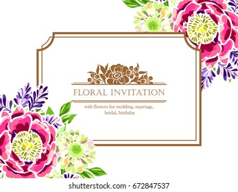Romantic invitation. Wedding, marriage, bridal, birthday, Valentine's day.