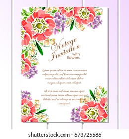 Romantic invitation. Wedding, marriage, bridal, birthday, Valentine's day.