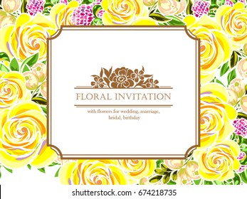 Romantic invitation. Wedding, marriage, bridal, birthday, Valentine's day.