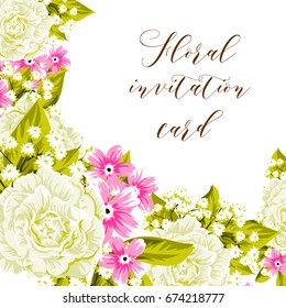 Romantic invitation. Wedding, marriage, bridal, birthday, Valentine's day.