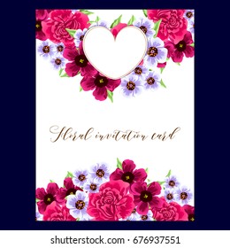 Romantic invitation. Wedding, marriage, bridal, birthday, Valentine's day.