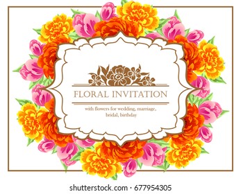 Romantic invitation. Wedding, marriage, bridal, birthday, Valentine's day.