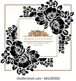 Romantic invitation. Wedding, marriage, bridal, birthday, Valentine's day.