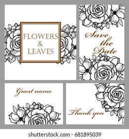 Romantic invitation. Wedding, marriage, bridal, birthday, Valentine's day.