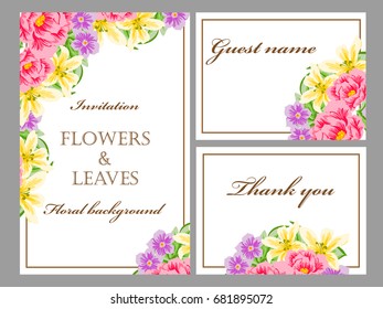 Romantic invitation. Wedding, marriage, bridal, birthday, Valentine's day.