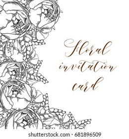 Romantic invitation. Wedding, marriage, bridal, birthday, Valentine's day.