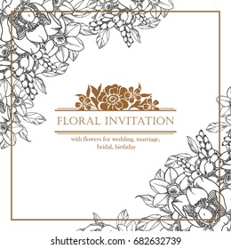 Romantic invitation. Wedding, marriage, bridal, birthday, Valentine's day.