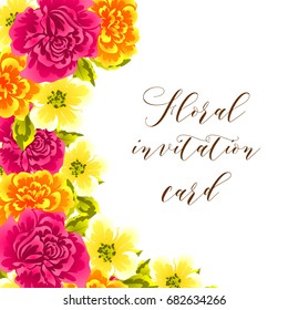 Romantic invitation. Wedding, marriage, bridal, birthday, Valentine's day.