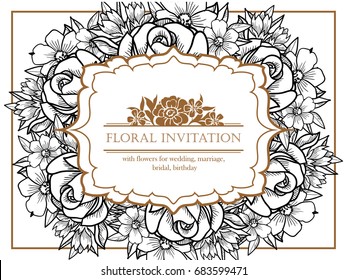 Romantic invitation. Wedding, marriage, bridal, birthday, Valentine's day.