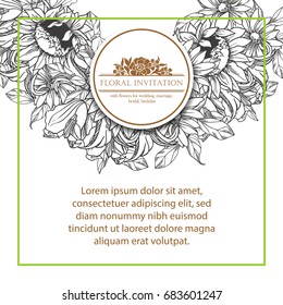 Romantic invitation. Wedding, marriage, bridal, birthday, Valentine's day.