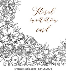Romantic invitation. Wedding, marriage, bridal, birthday, Valentine's day.