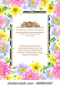 Romantic invitation. Wedding, marriage, bridal, birthday, Valentine's day.