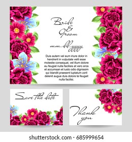 Romantic invitation. Wedding, marriage, bridal, birthday, Valentine's day.
