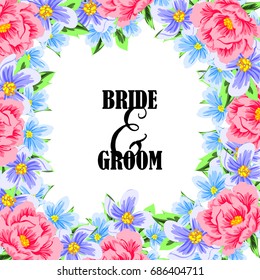Romantic invitation. Wedding, marriage, bridal, birthday, Valentine's day.