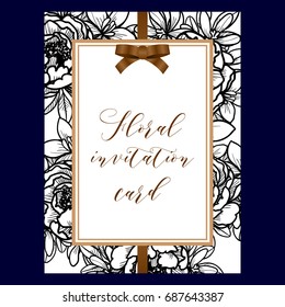 Romantic invitation. Wedding, marriage, bridal, birthday, Valentine's day.