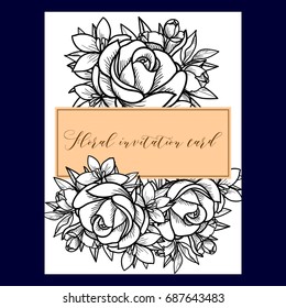 Romantic invitation. Wedding, marriage, bridal, birthday, Valentine's day.