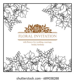 Romantic invitation. Wedding, marriage, bridal, birthday, Valentine's day.