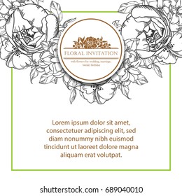 Romantic invitation. Wedding, marriage, bridal, birthday, Valentine's day.