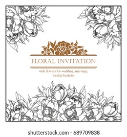 Romantic invitation. Wedding, marriage, bridal, birthday, Valentine's day.