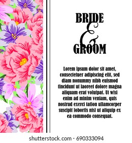 Romantic invitation. Wedding, marriage, bridal, birthday, Valentine's day.