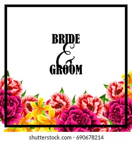 Romantic invitation. Wedding, marriage, bridal, birthday, Valentine's day.