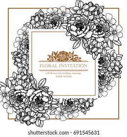 Romantic invitation. Wedding, marriage, bridal, birthday, Valentine's day.