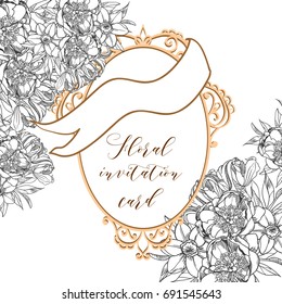 Romantic invitation. Wedding, marriage, bridal, birthday, Valentine's day.