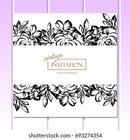 Romantic invitation. Wedding, marriage, bridal, birthday, Valentine's day.