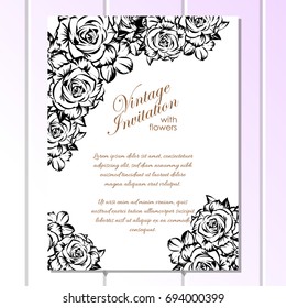 Romantic invitation. Wedding, marriage, bridal, birthday, Valentine's day.