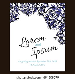 Romantic invitation. Wedding, marriage, bridal, birthday, Valentine's day.