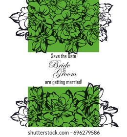 Romantic invitation. Wedding, marriage, bridal, birthday, Valentine's day.