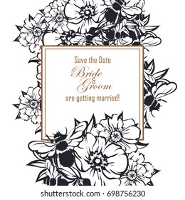 Romantic invitation. Wedding, marriage, bridal, birthday, Valentine's day.