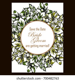 Romantic invitation. Wedding, marriage, bridal, birthday, Valentine's day.