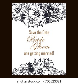 Romantic invitation. Wedding, marriage, bridal, birthday, Valentine's day.