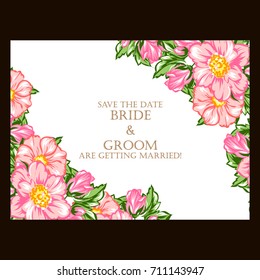 Romantic invitation. Wedding, marriage, bridal, birthday, Valentine's day.