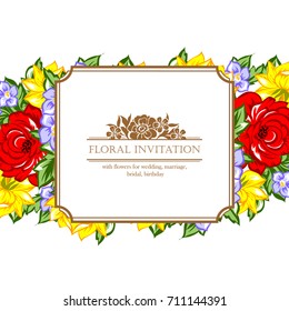 Romantic invitation. Wedding, marriage, bridal, birthday, Valentine's day.