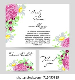 Romantic invitation. Wedding, marriage, bridal, birthday, Valentine's day.