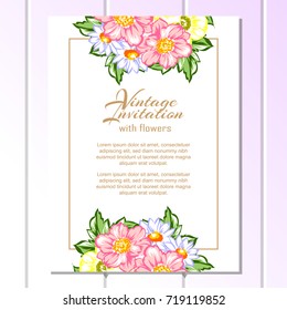 Romantic invitation. Wedding, marriage, bridal, birthday, Valentine's day.
