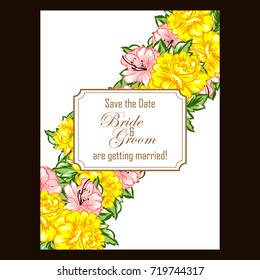 Romantic invitation. Wedding, marriage, bridal, birthday, Valentine's day.