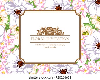Romantic invitation. Wedding, marriage, bridal, birthday, Valentine's day.