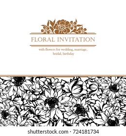 Romantic invitation. Wedding, marriage, bridal, birthday, Valentine's day.