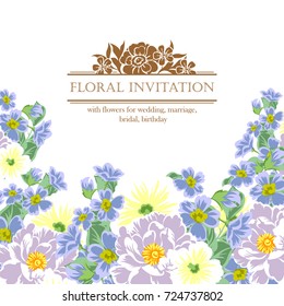Romantic invitation. Wedding, marriage, bridal, birthday, Valentine's day.