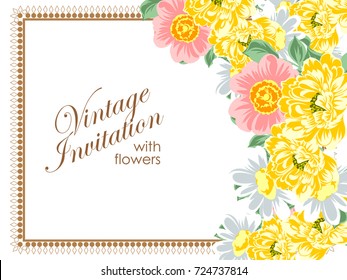 Romantic invitation. Wedding, marriage, bridal, birthday, Valentine's day.