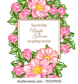 Romantic invitation. Wedding, marriage, bridal, birthday, Valentine's day.