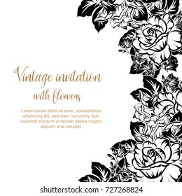 Romantic invitation. Wedding, marriage, bridal, birthday, Valentine's day.