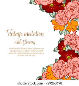Romantic invitation. Wedding, marriage, bridal, birthday, Valentine's day.