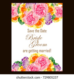 Romantic invitation. Wedding, marriage, bridal, birthday, Valentine's day.