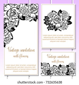 Romantic invitation. Wedding, marriage, bridal, birthday, Valentine's day.