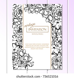 Romantic invitation. Wedding, marriage, bridal, birthday, Valentine's day.